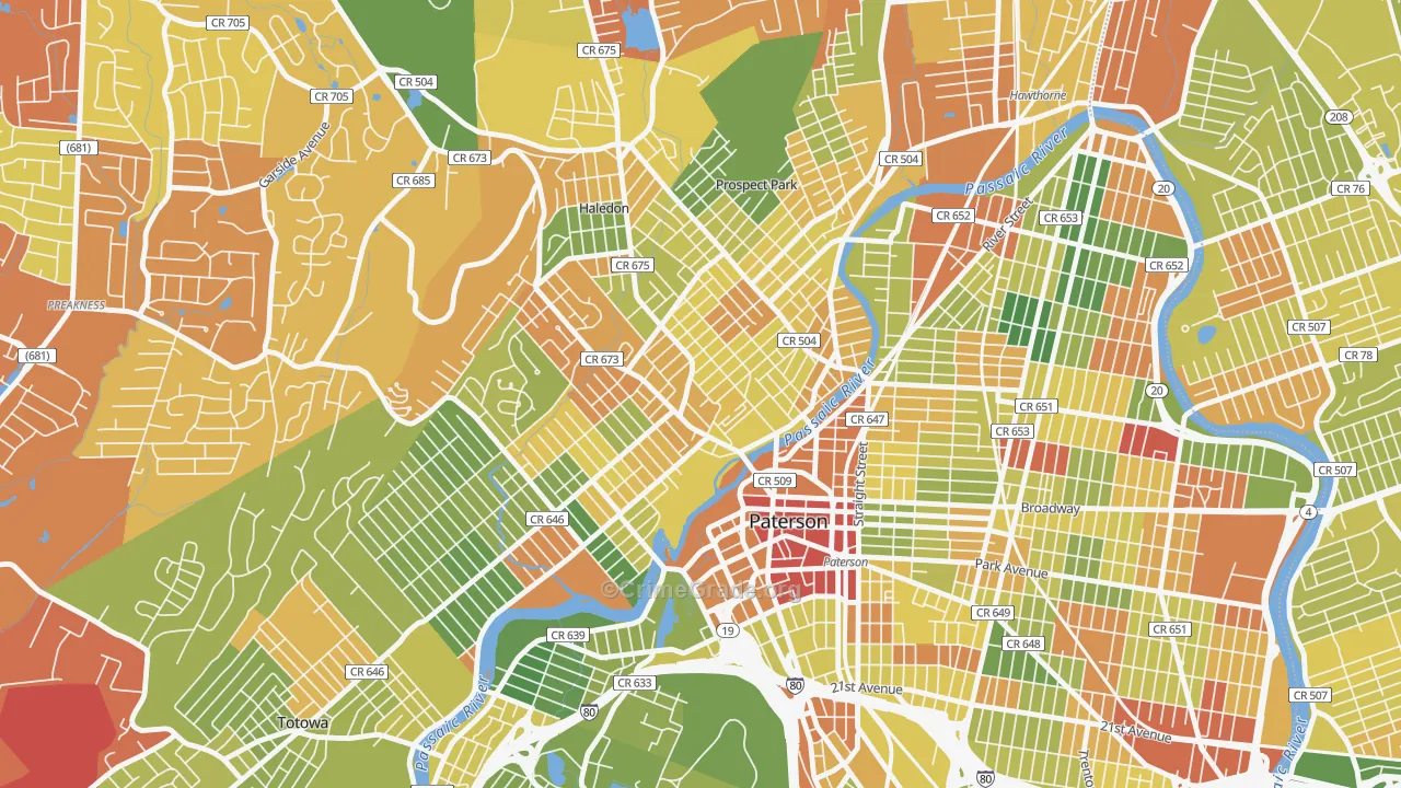 07522, NJ Map of Drug-Related Crime Rates
