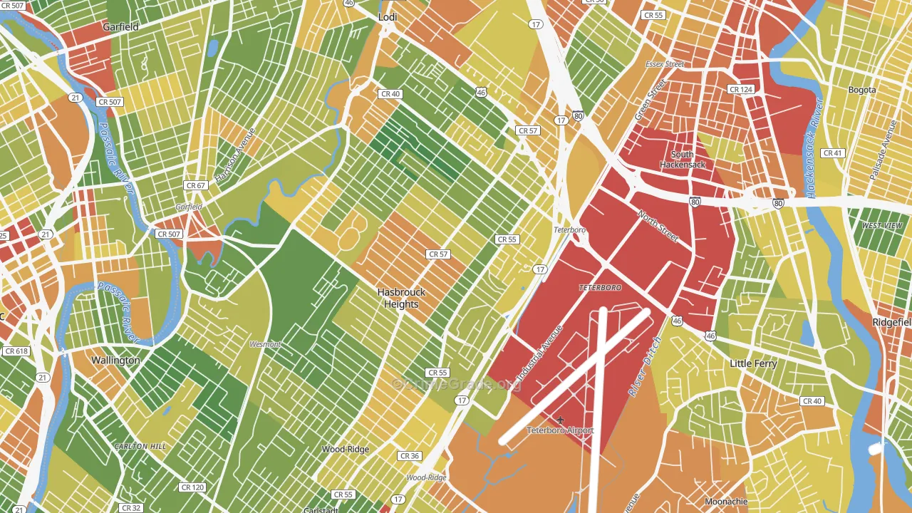 07604, NJ Map of Drug-Related Crime Rates
