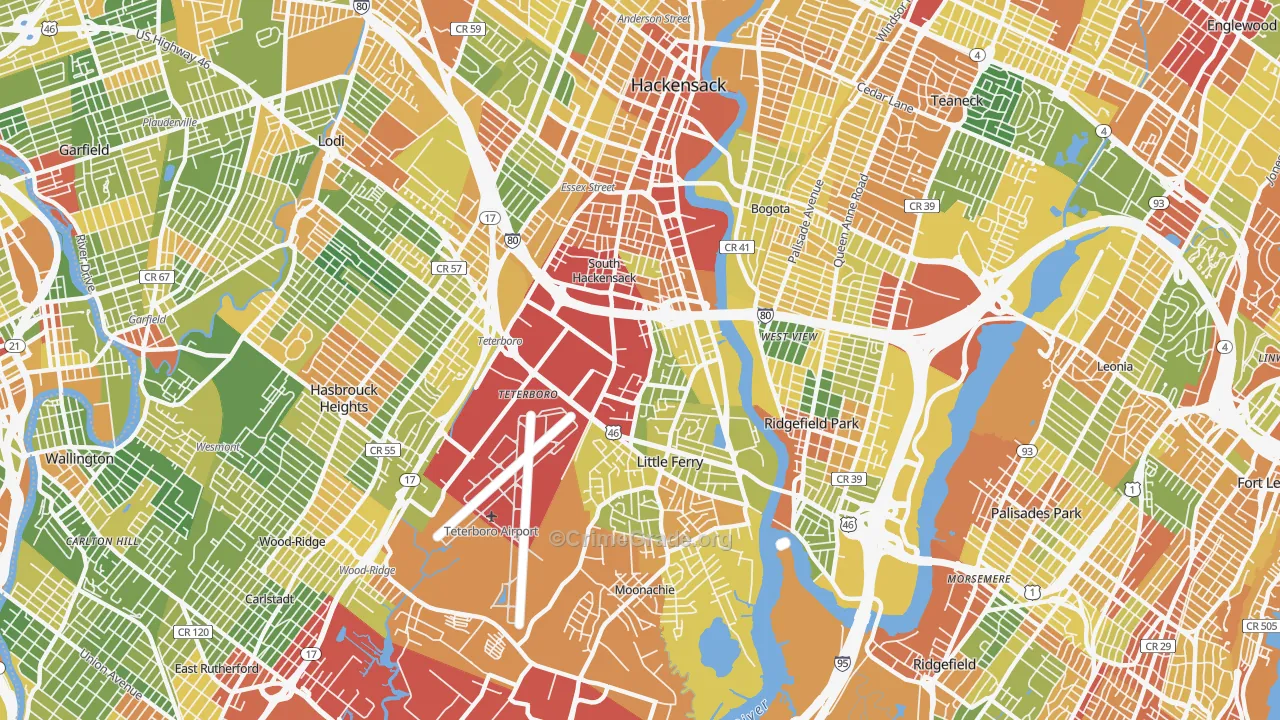 07606, NJ Map of Drug-Related Crime Rates