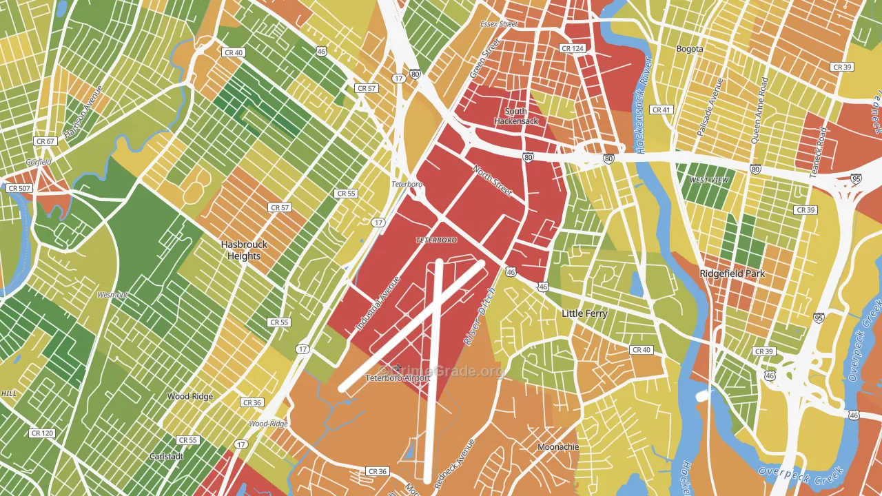 07608, NJ Map of Drug-Related Crime Rates