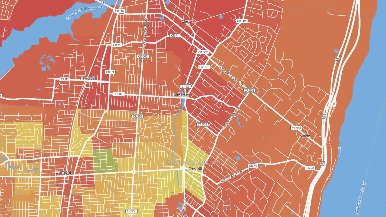 07627, NJ Map of Drug-Related Crime Rates