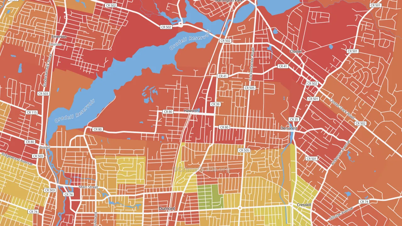 07641, NJ Map of Drug-Related Crime Rates