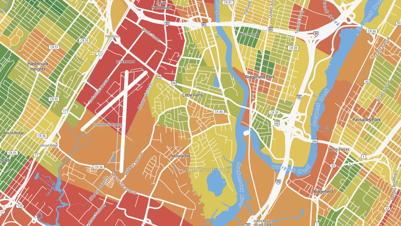 07643, NJ Map of Drug-Related Crime Rates