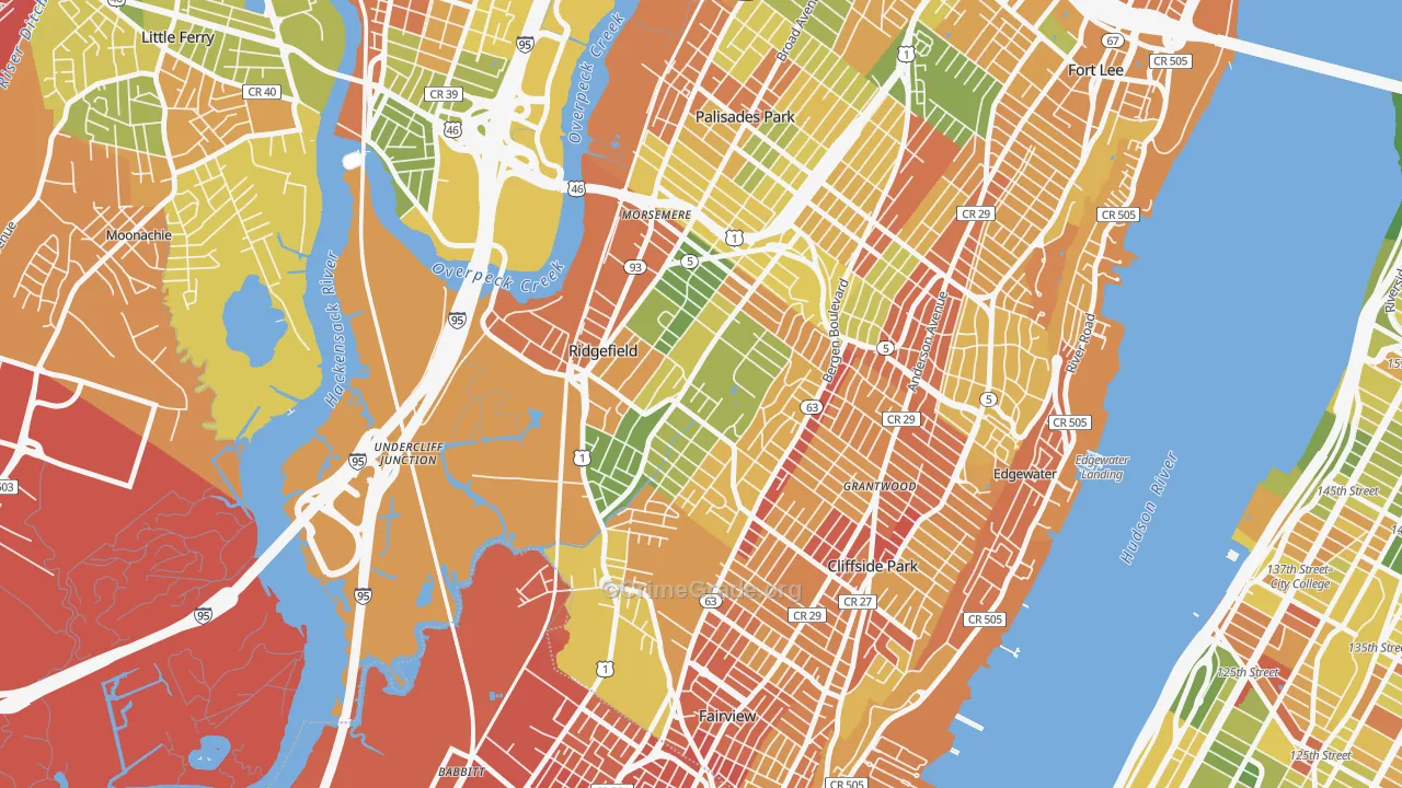 07657, NJ Map of Drug-Related Crime Rates