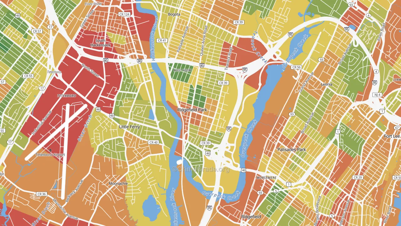 07660, NJ Map of Drug-Related Crime Rates