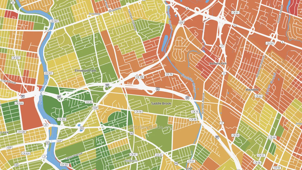 07663, NJ Map of Drug-Related Crime Rates