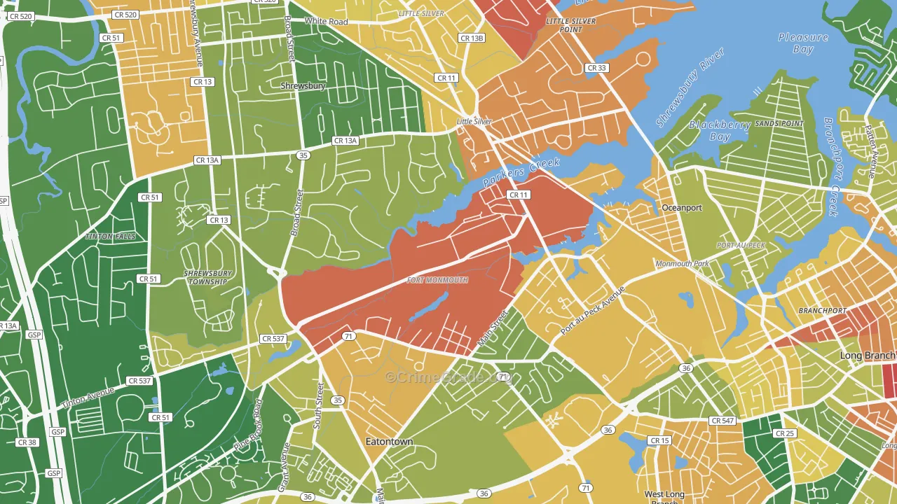 07703, NJ Map of Drug-Related Crime Rates