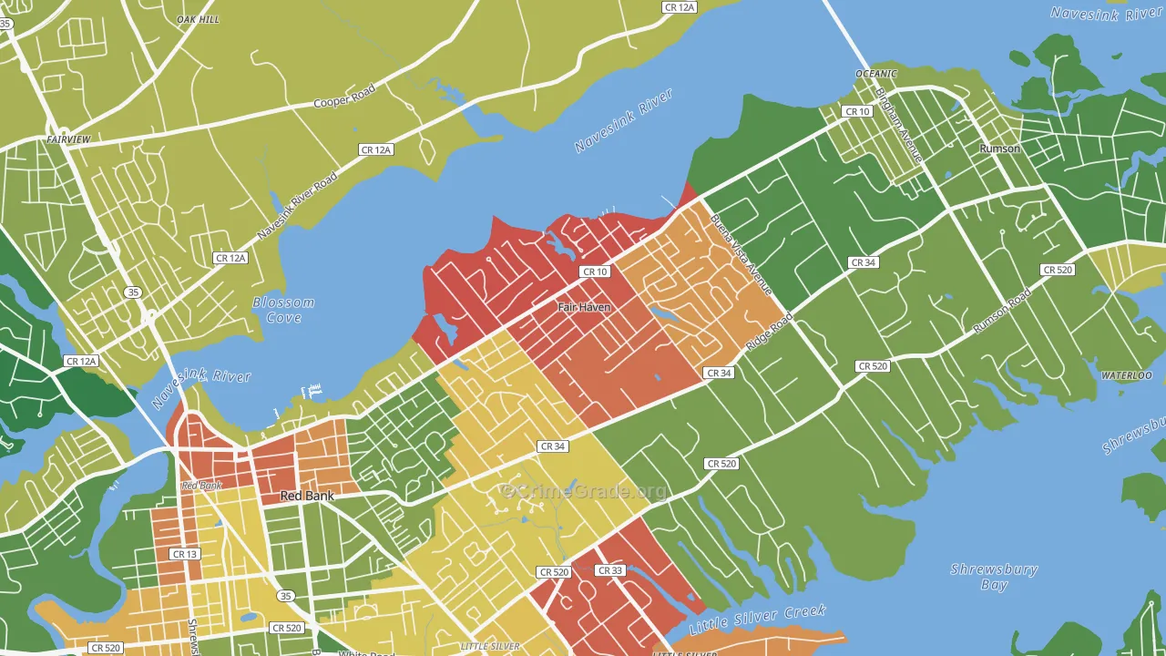 07704, NJ Map of Drug-Related Crime Rates