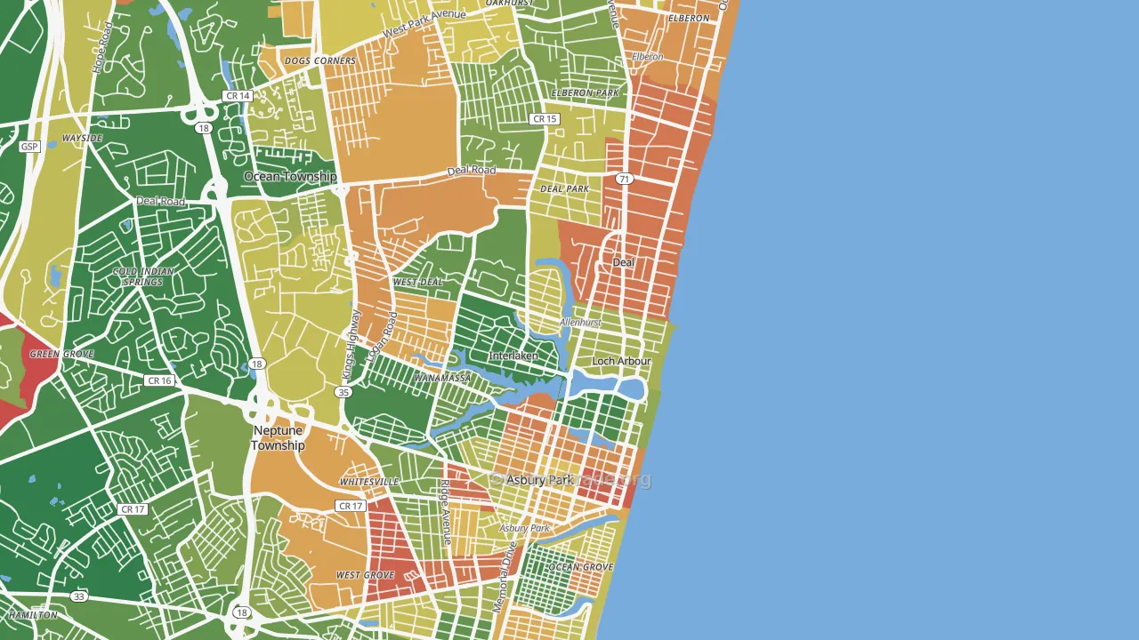 07711, NJ Map of Drug-Related Crime Rates