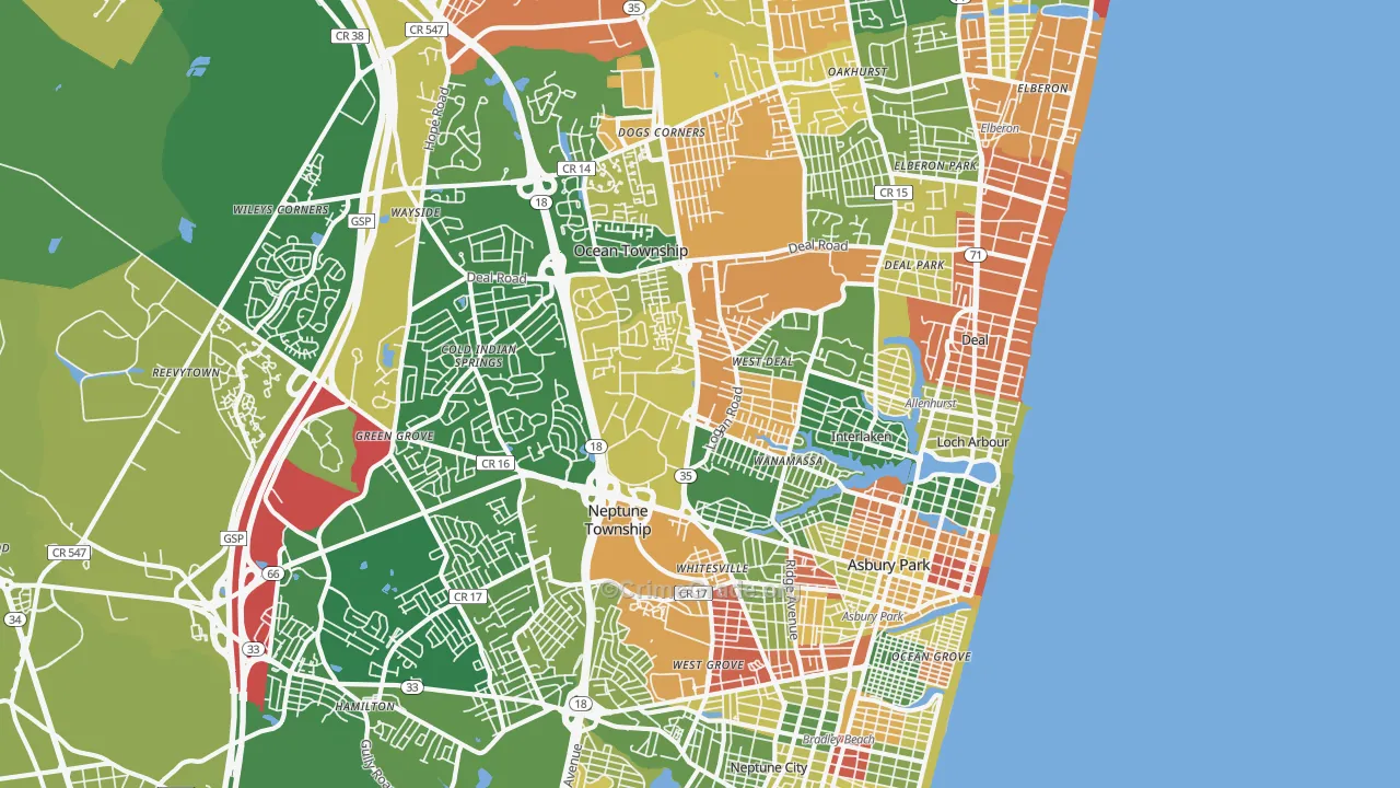 07712, NJ Map of Drug-Related Crime Rates
