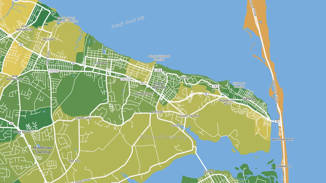 07716, NJ Map of Drug-Related Crime Rates