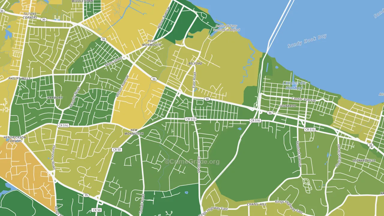 07718, NJ Map of Drug-Related Crime Rates