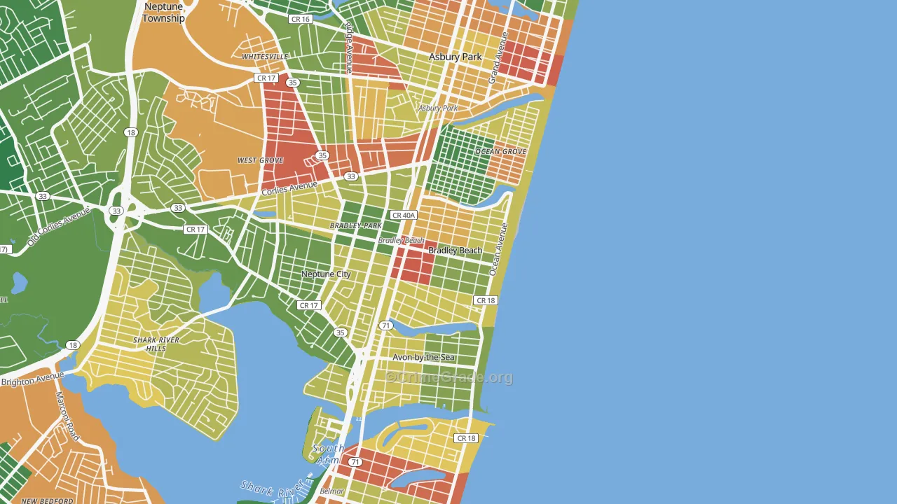 07720, NJ Map of Drug-Related Crime Rates