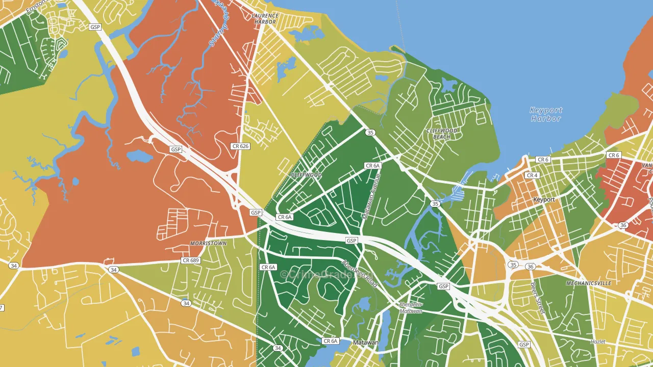 07721, NJ Map of Drug-Related Crime Rates