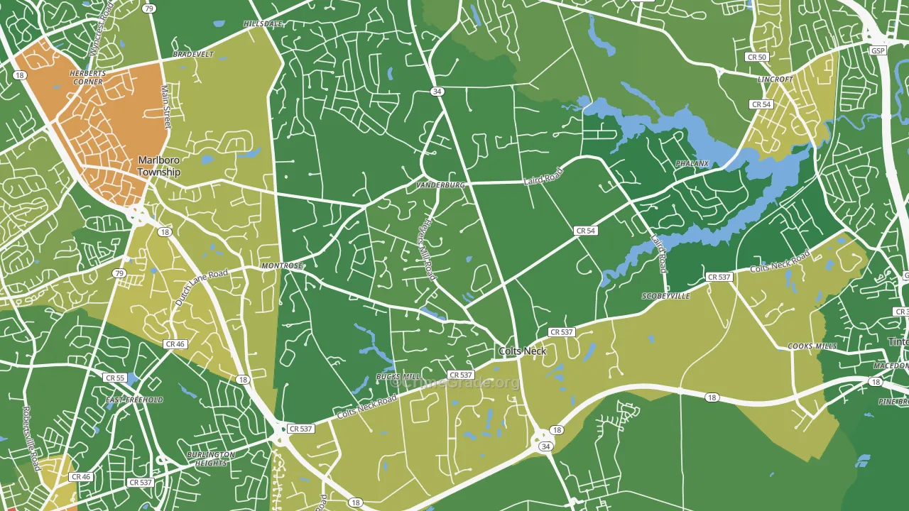 07722, NJ Map of Drug-Related Crime Rates