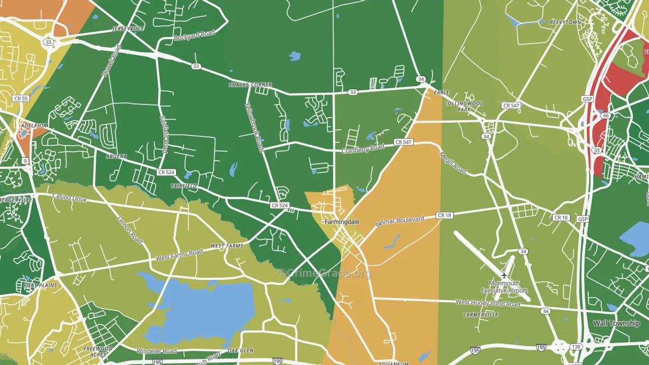 07727, NJ Map of Drug-Related Crime Rates