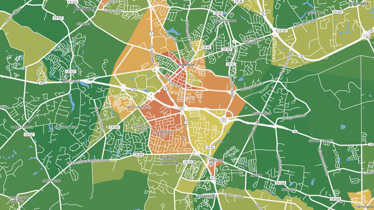 07728, NJ Map of Drug-Related Crime Rates