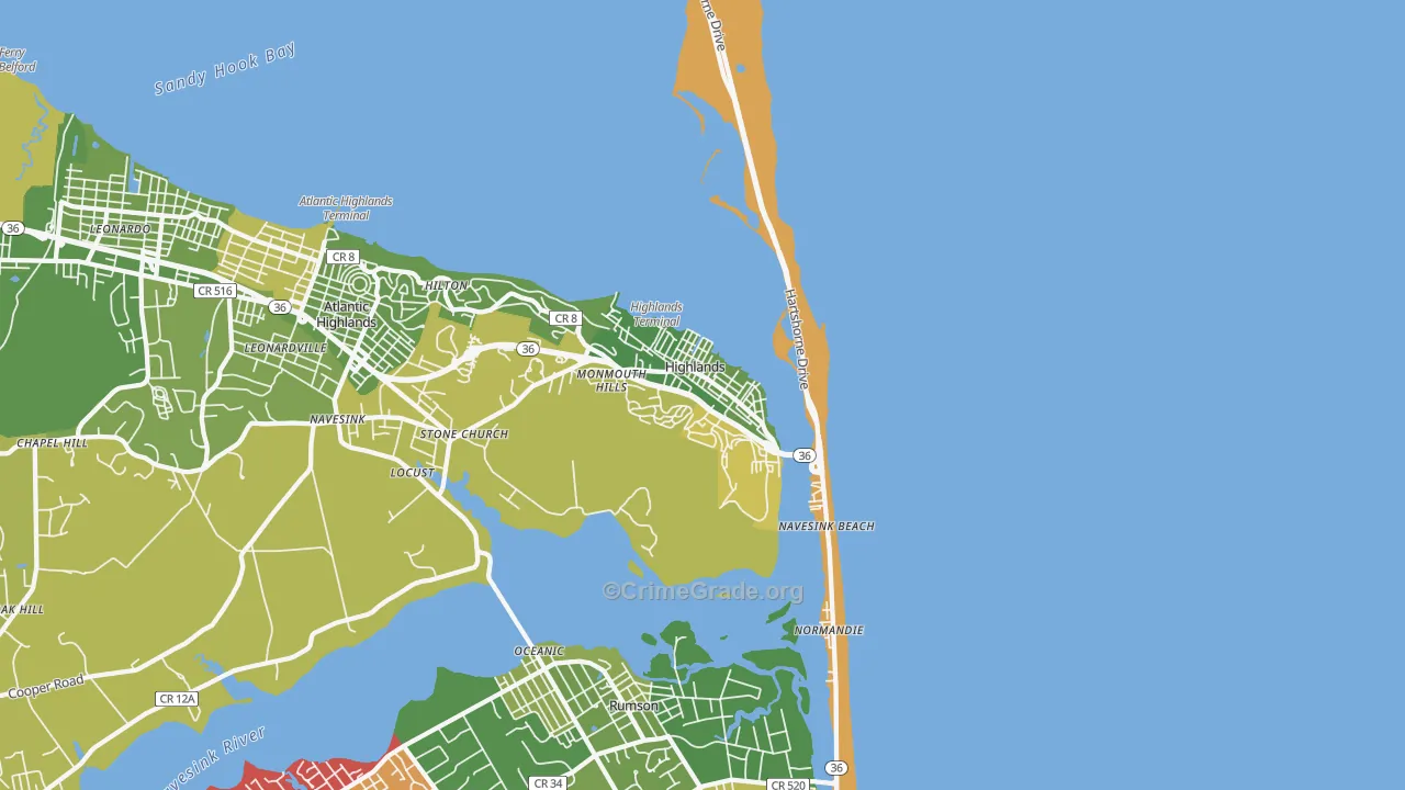 07732, NJ Map of Drug-Related Crime Rates