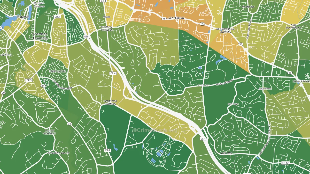 07733, NJ Map of Drug-Related Crime Rates