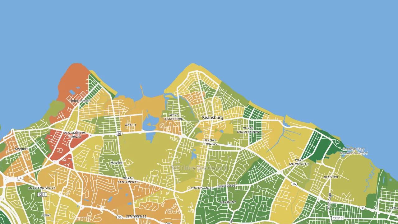 07734, NJ Map of Drug-Related Crime Rates