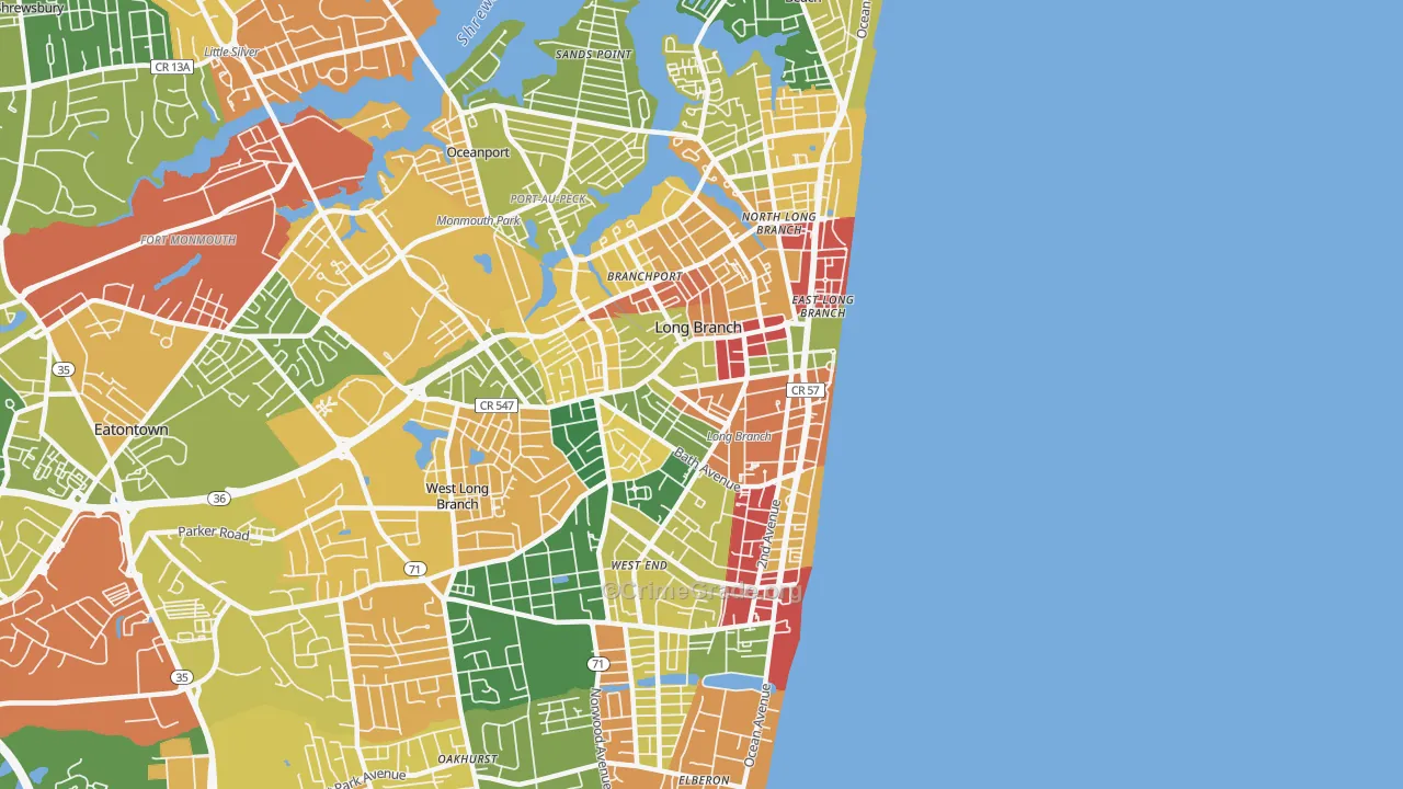 07740, NJ Map of Drug-Related Crime Rates
