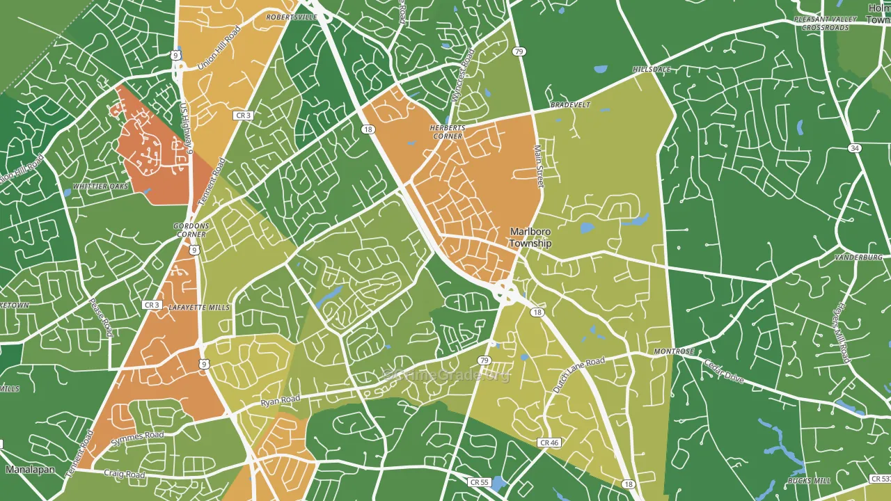 07746, NJ Map of Drug-Related Crime Rates
