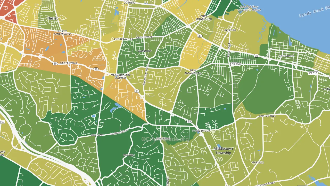 07748, NJ Map of Drug-Related Crime Rates