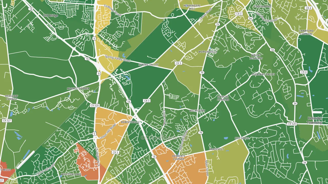 07751, NJ Map of Drug-Related Crime Rates