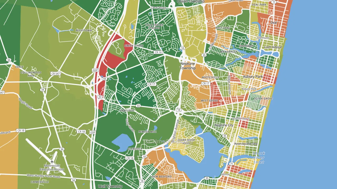07753, NJ Map of Drug-Related Crime Rates