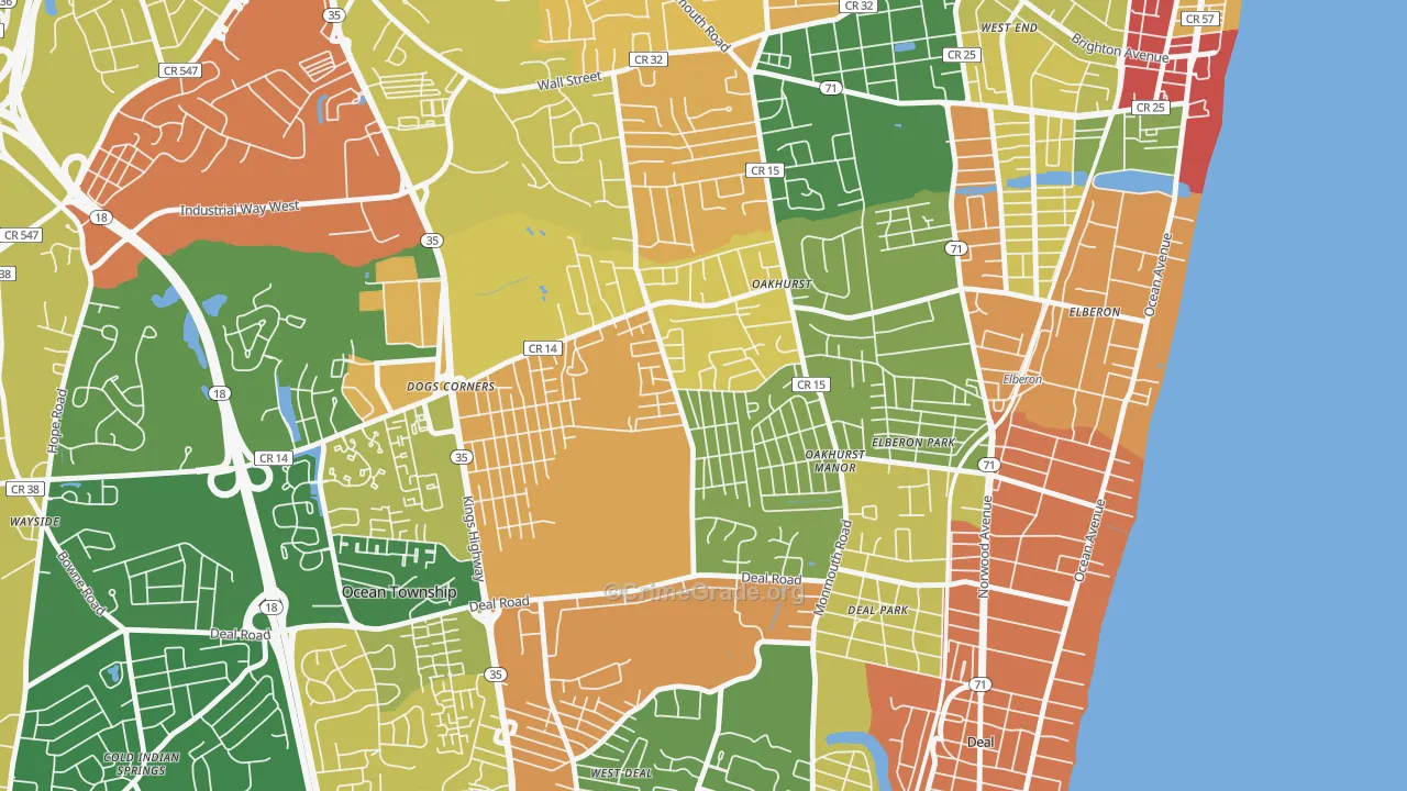 07755, NJ Map of Drug-Related Crime Rates