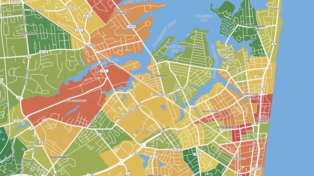 07757, NJ Map of Drug-Related Crime Rates