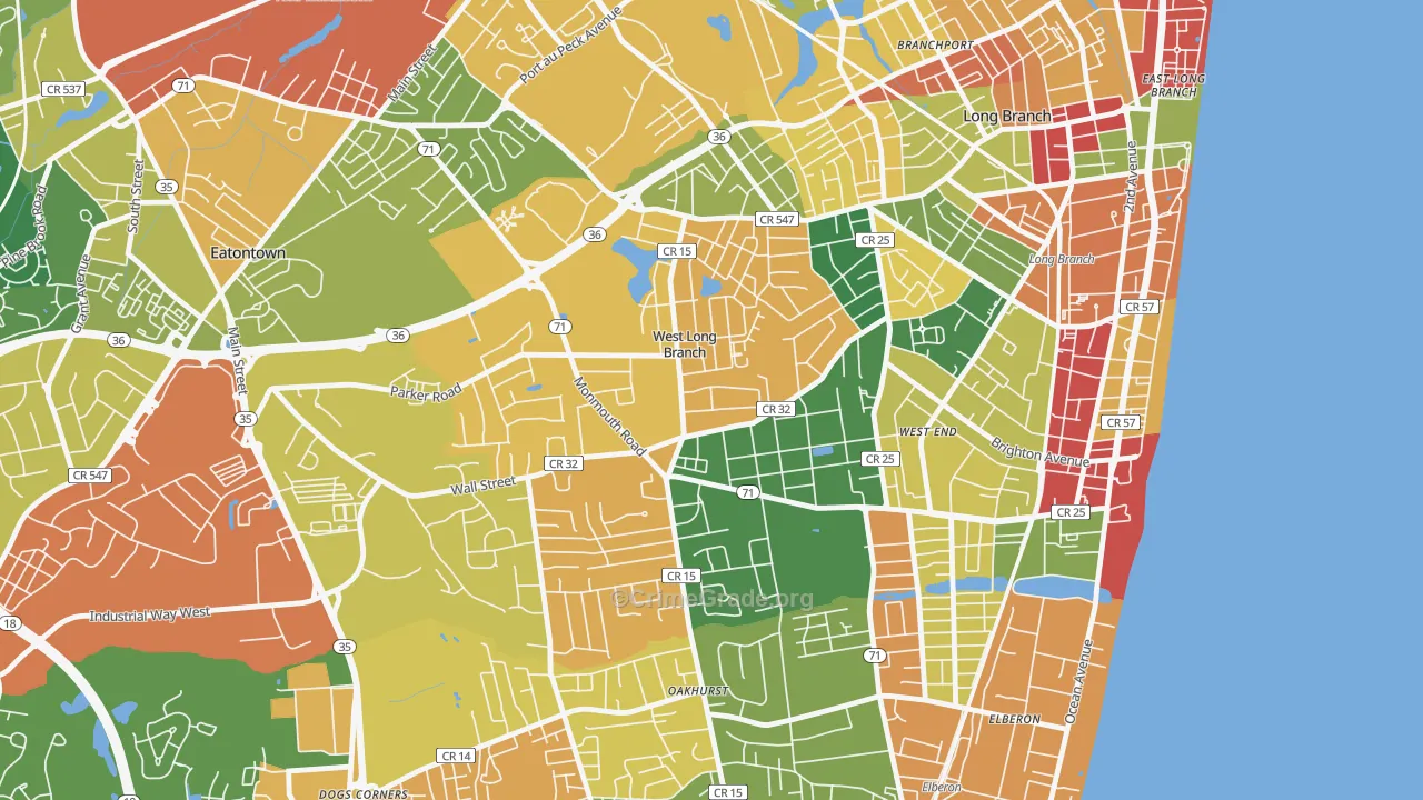 07764, NJ Map of Drug-Related Crime Rates