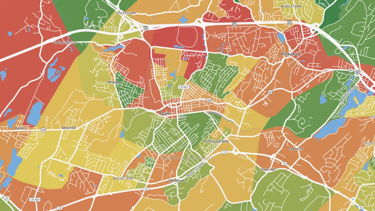 07801, NJ Map of Drug-Related Crime Rates