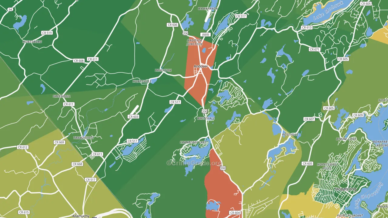 07821, NJ Map of Drug-Related Crime Rates