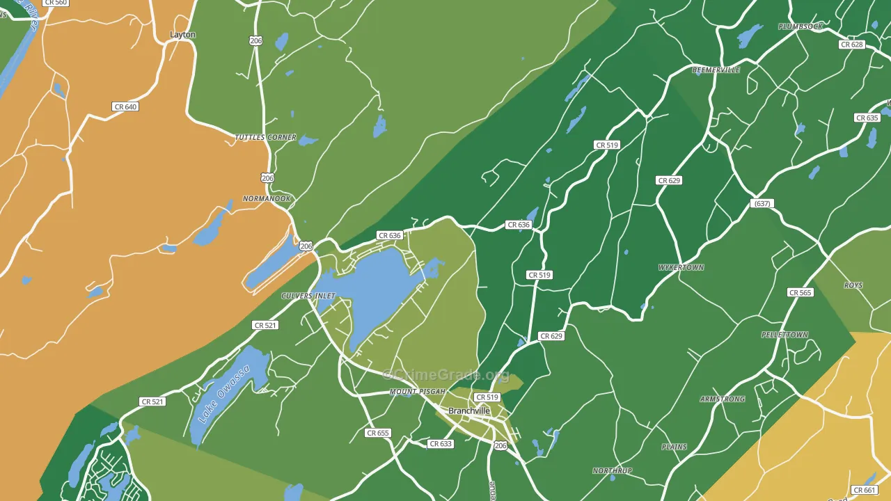 07826, NJ Map of Drug-Related Crime Rates