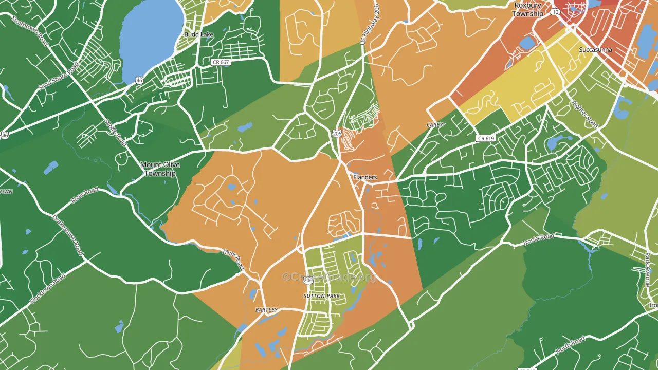 07836, NJ Map of Drug-Related Crime Rates