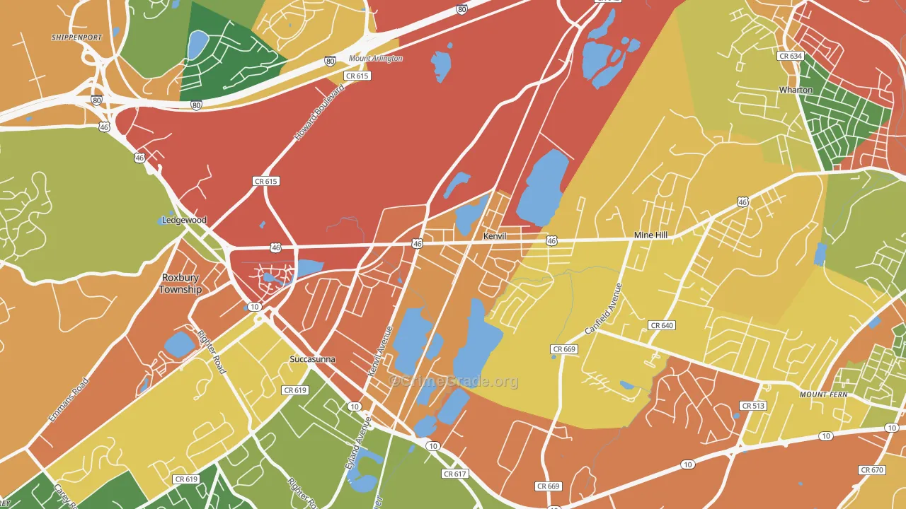 07847, NJ Map of Drug-Related Crime Rates