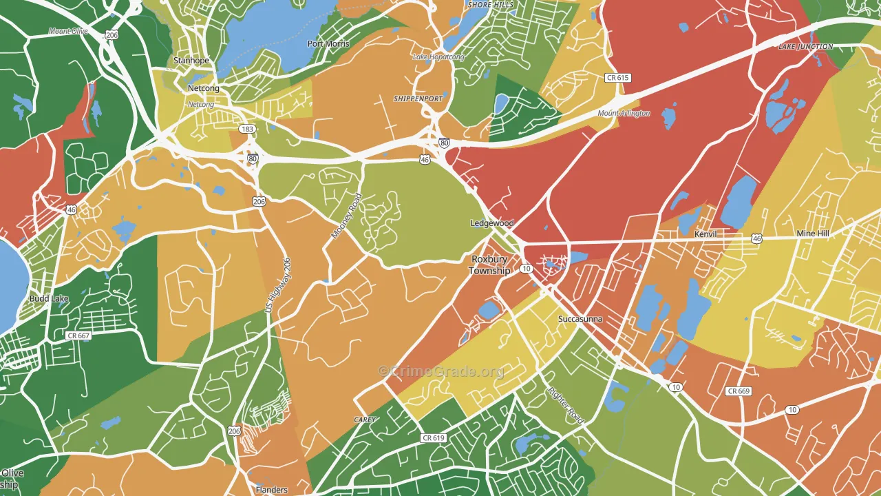 07852, NJ Map of Drug-Related Crime Rates