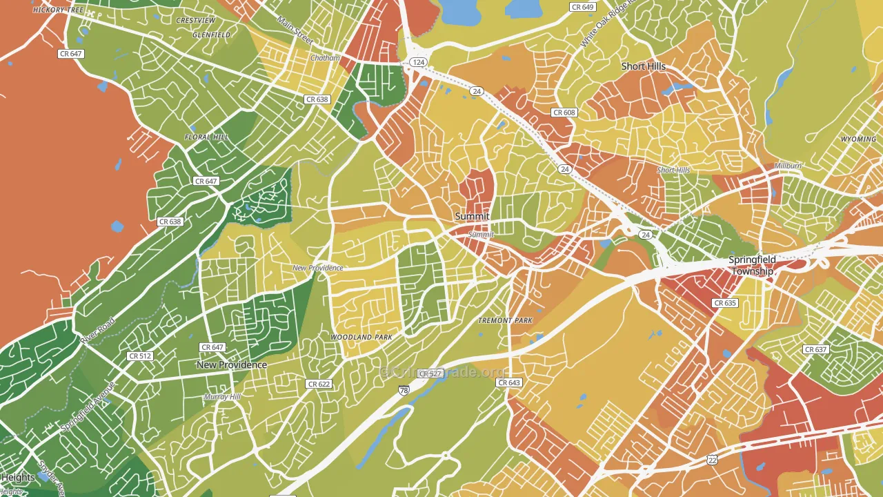 07901, NJ Map of Drug-Related Crime Rates