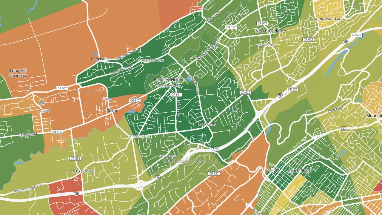 07922, NJ Map of Drug-Related Crime Rates