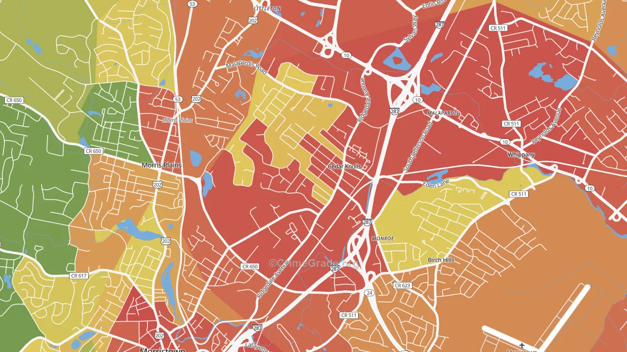 07927, NJ Map of Drug-Related Crime Rates