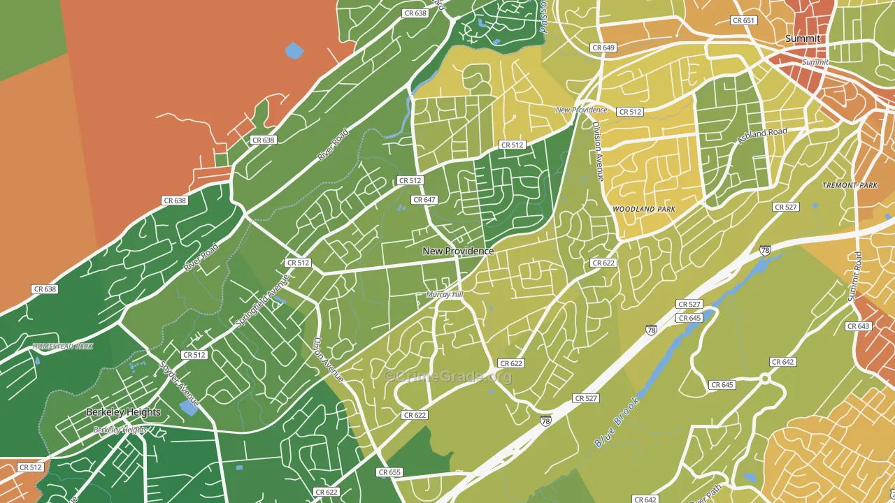07974, NJ Map of Drug-Related Crime Rates