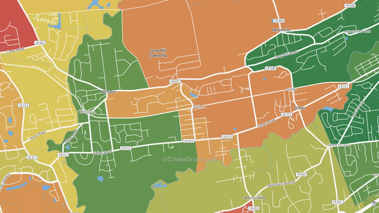 07980, NJ Map of Drug-Related Crime Rates