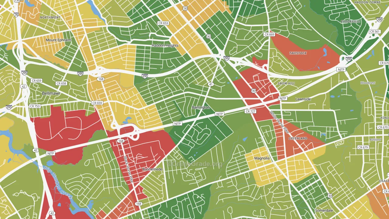 08007, NJ Map of Drug-Related Crime Rates