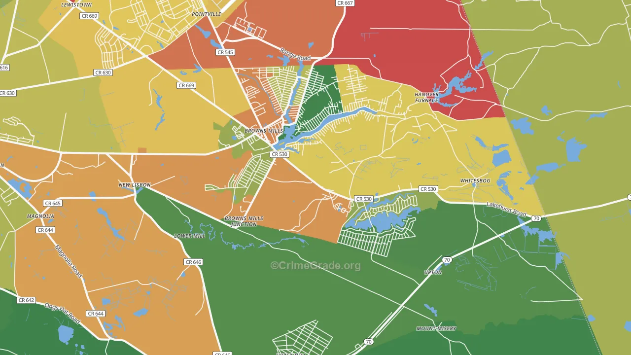 08015, NJ Map of Drug-Related Crime Rates