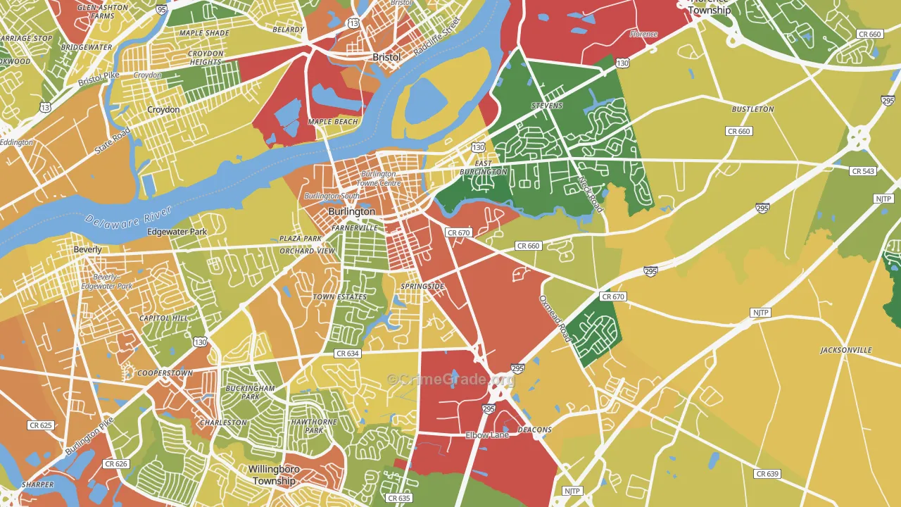 08016, NJ Map of Drug-Related Crime Rates