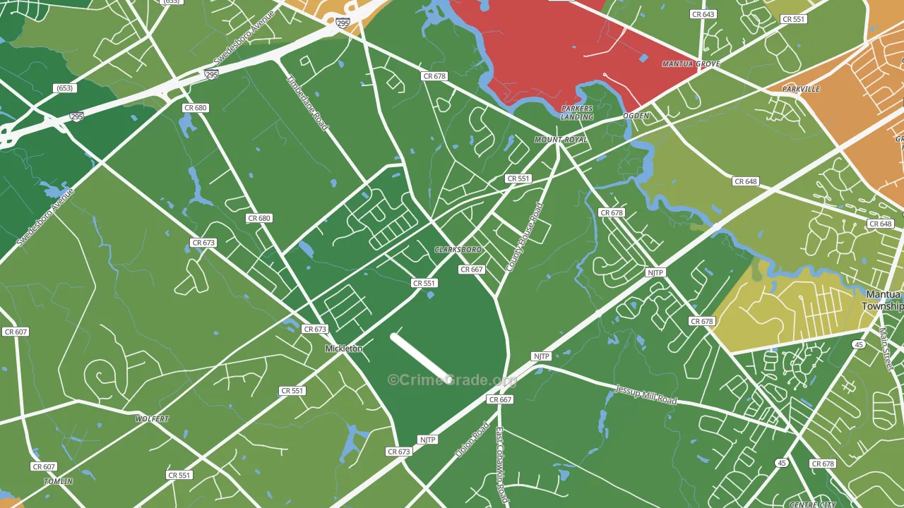 08020, NJ Map of Drug-Related Crime Rates