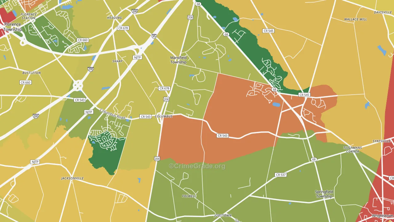 08022, NJ Map of Drug-Related Crime Rates