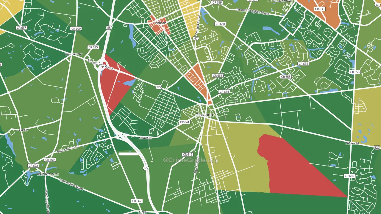 08028, NJ Map of Drug-Related Crime Rates