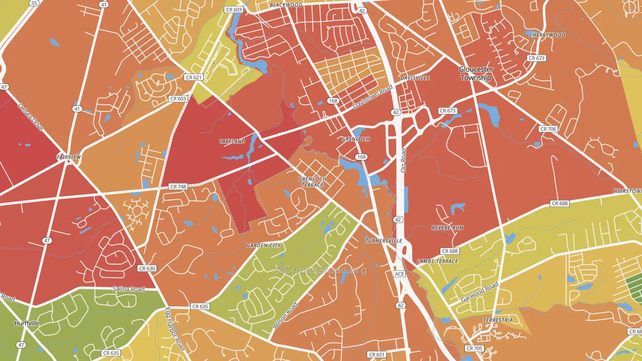 08032, NJ Map of Drug-Related Crime Rates